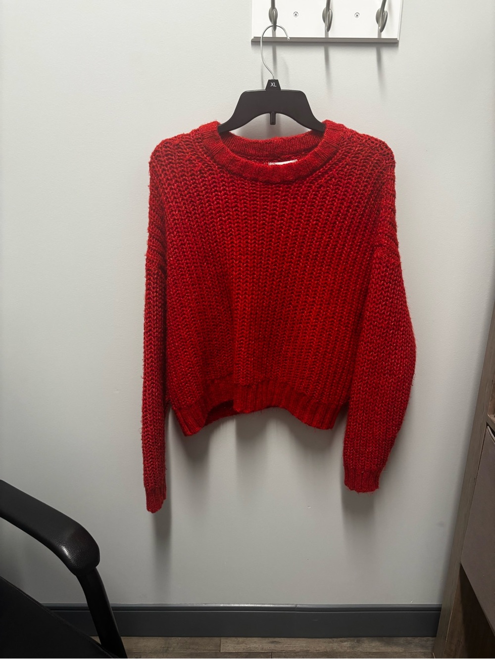 American Eagle Outfitters Red Chunky Crewneck Sweater